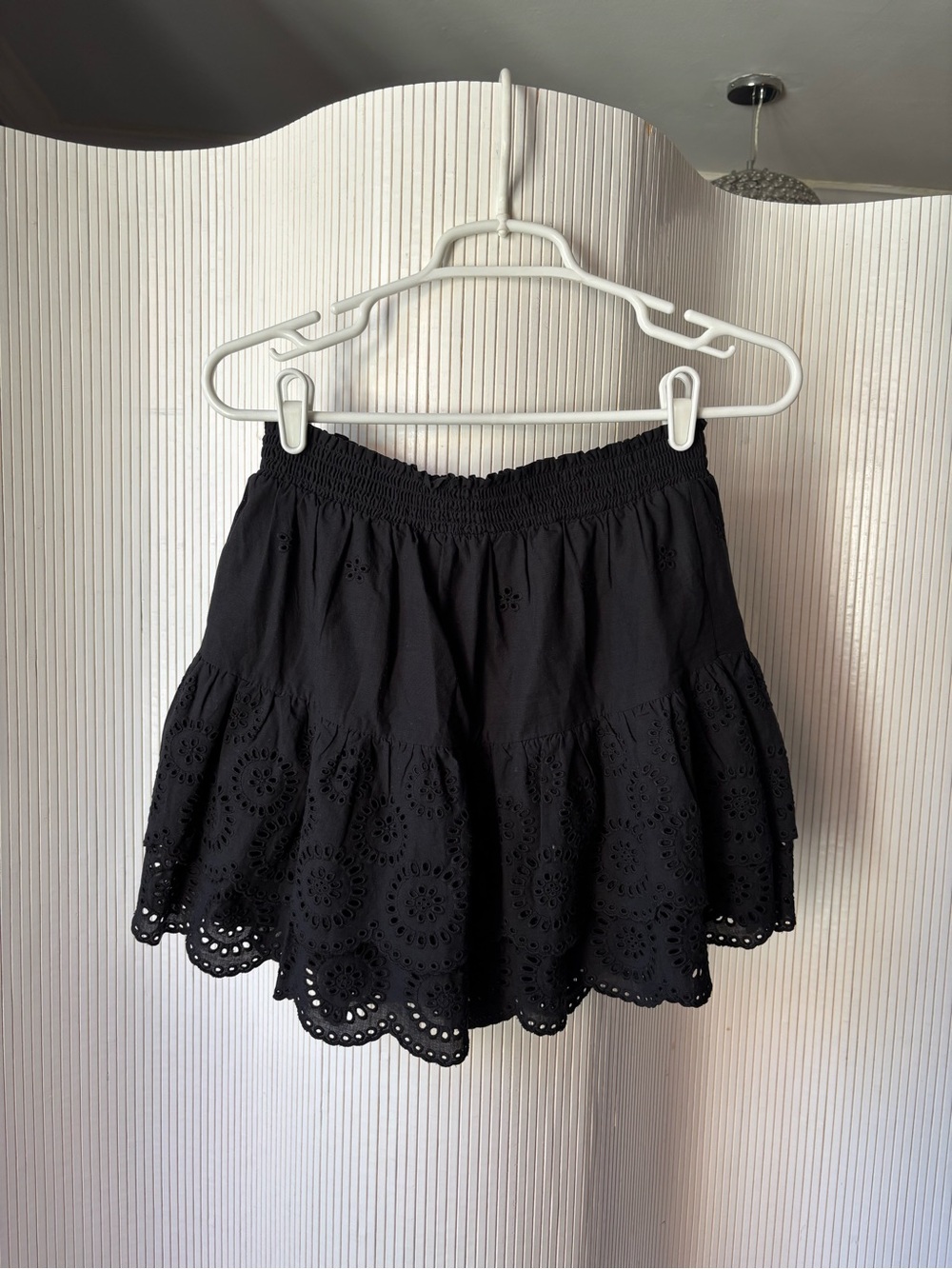 BB Dakota Black Eyelet Ruffled Waist Mini